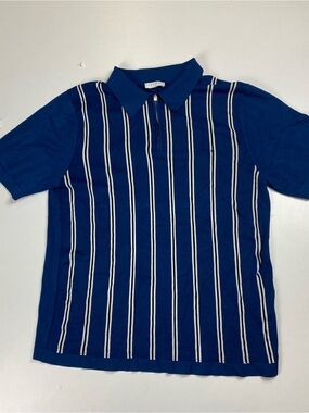 Sandro Paris Blue Polo with Zip Collar - M